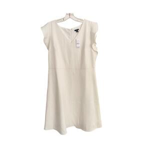 NWT Ann Taylor Womens White Ruffle Sleeveless v-Neck Dress, Sz 12, 120$